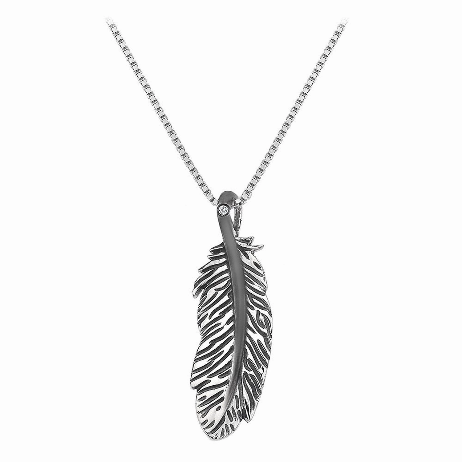 Hot Diamonds Necklace Feather Silver And Diamond
