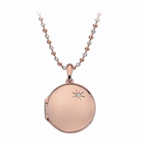 Hot Diamonds Necklace Memoirs Circle Locket Rose Gold