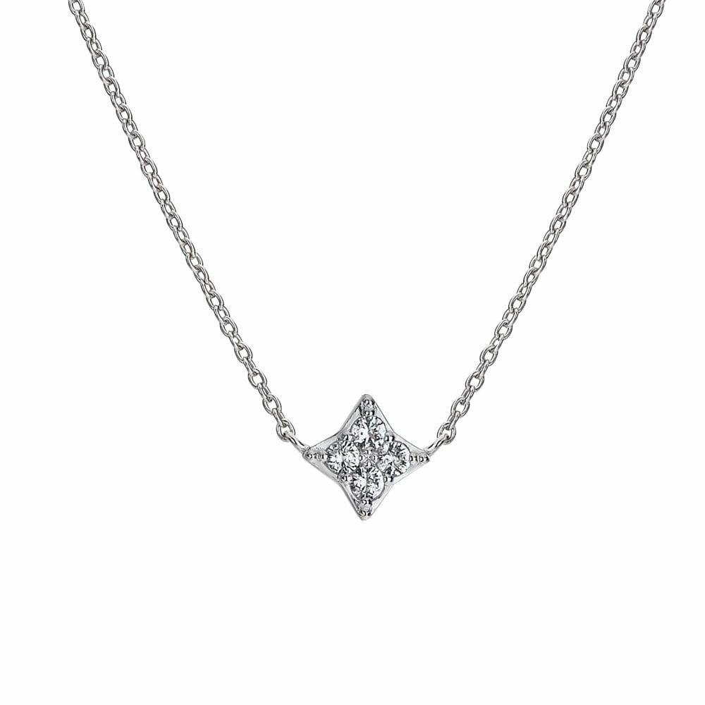 Hot Diamonds Sterling Silver White Topaz Squared Triangle Necklace