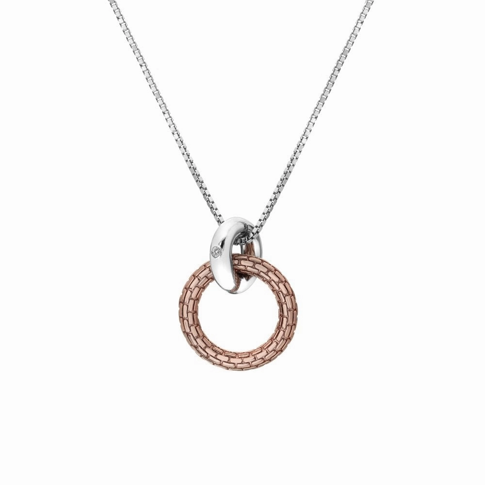 Hot Diamonds Woven Circle Rose Gold Plate and Sterling Silver Necklace D