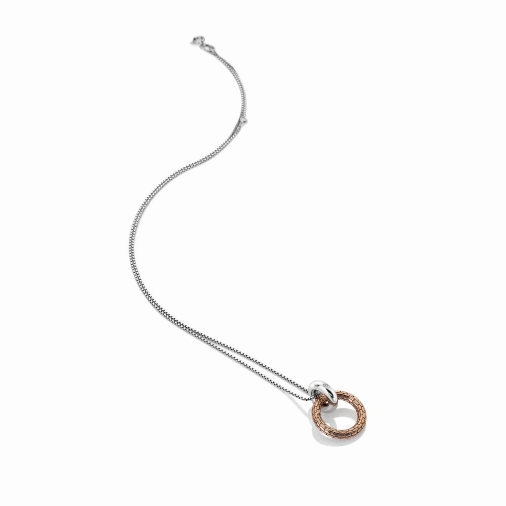 Hot Diamonds Woven Circle Rose Gold Plate and Sterling Silver Necklace D