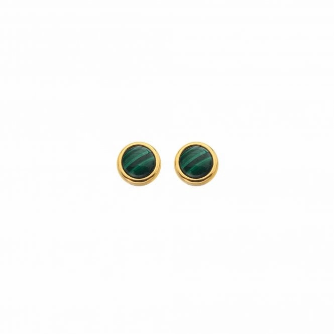 Hot Diamonds x Jac Jossa Gold Plated Sterling Silver Revive Malachite Stud Earrings
