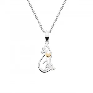 Hound with Gold Plate Heart Pendant 9369GD