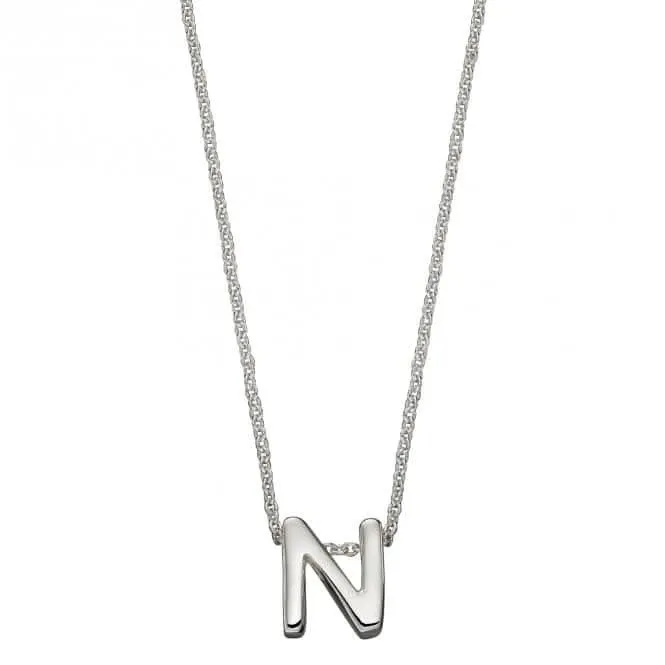 Initial N Plain Silver Initial Necklace N4441
