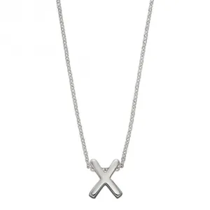 Initial X Plain Silver Initial Necklace N4451