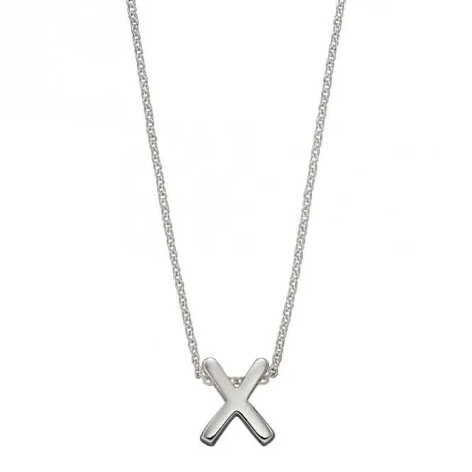 Initial X Plain Silver Initial Necklace N4451