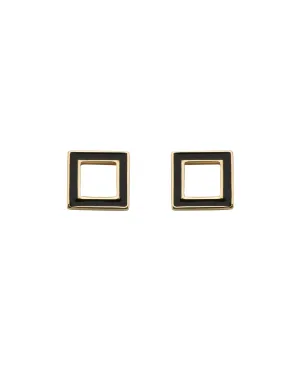 Karen Walker Ignition Studs - 9ct Gold, Black Enamel