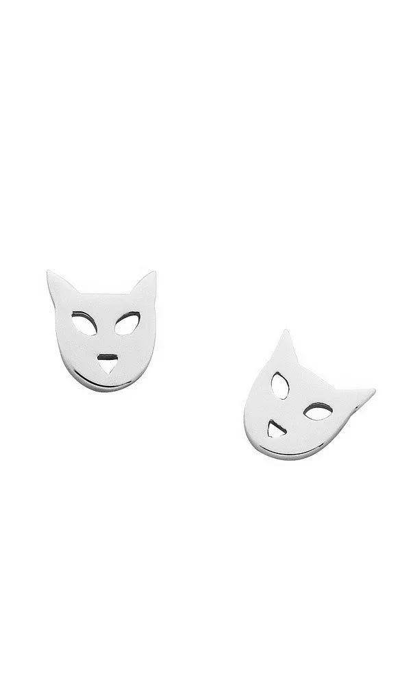Karen Walker Mini Cat Studs - Silver