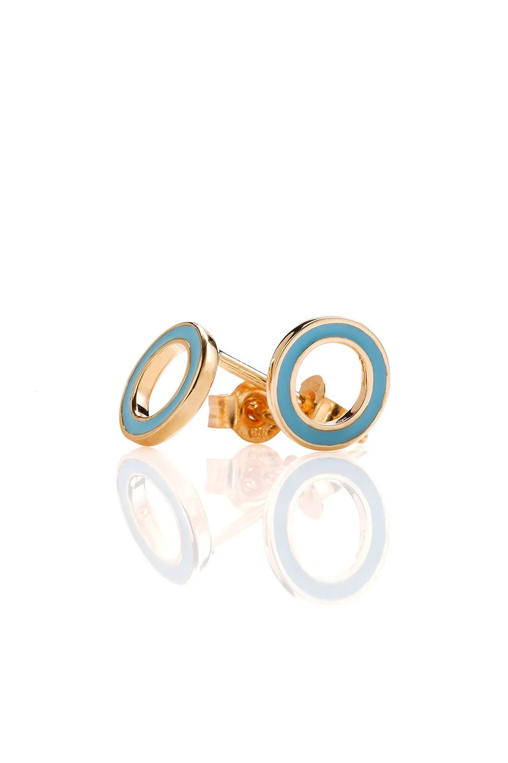 Karen Walker Orbit Studs - 9ct Rose Gold, Enamel