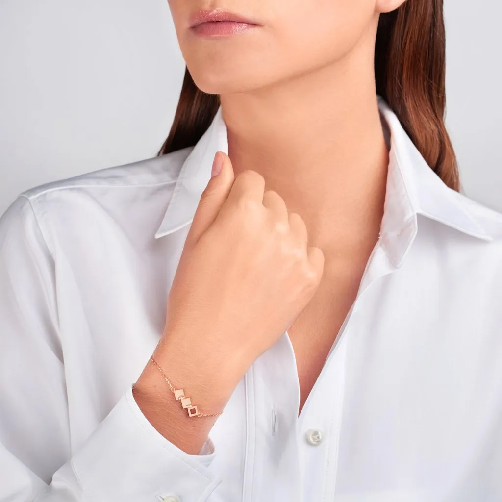 Ksenia Mirella Geo 18ct Rose Gold 0.04ct Diamond Square Bracelet