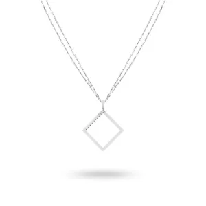 Ksenia Mirella Geo 18ct White Gold 0.11ct Diamond Square Necklace