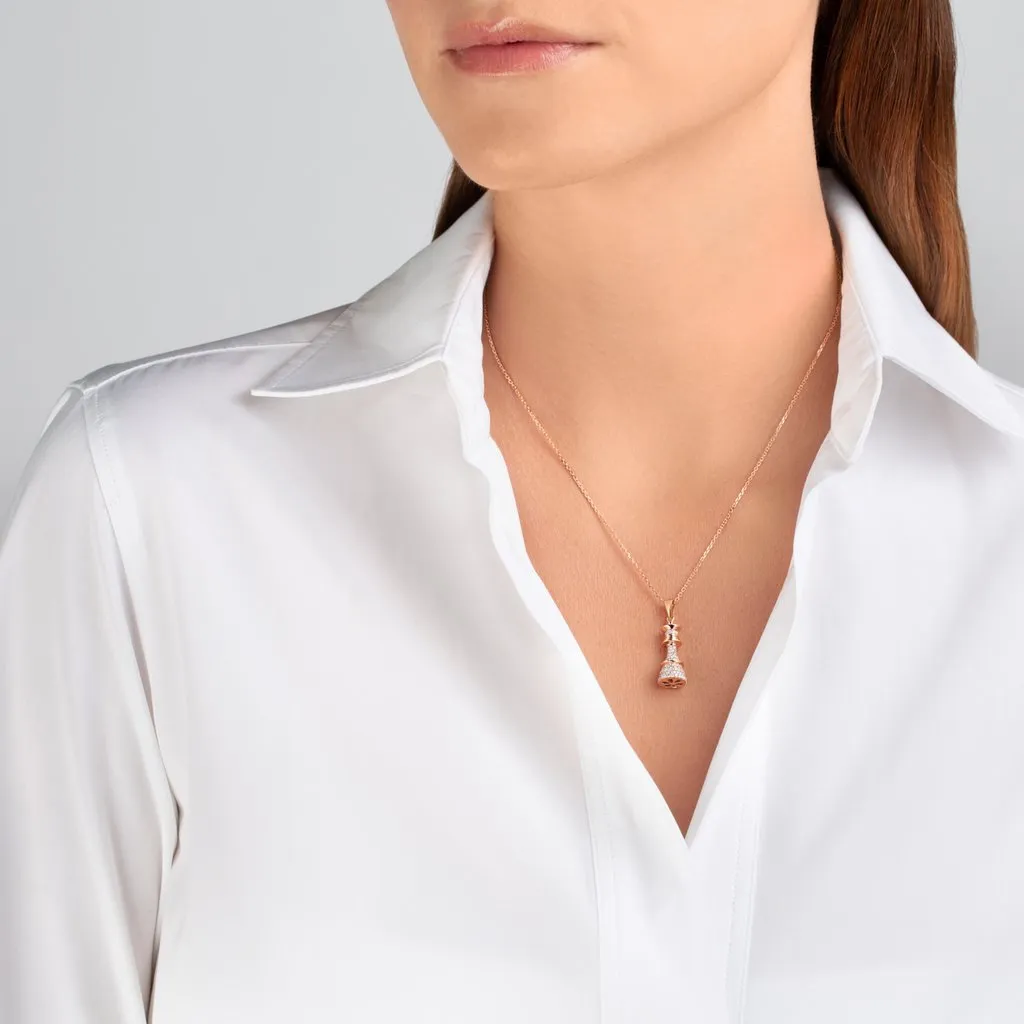 Ksenia Mirella The Queen Rose Gold 1.00ct Diamond Pave Chess Necklace