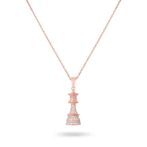 Ksenia Mirella The Queen Rose Gold 1.00ct Diamond Pave Chess Necklace