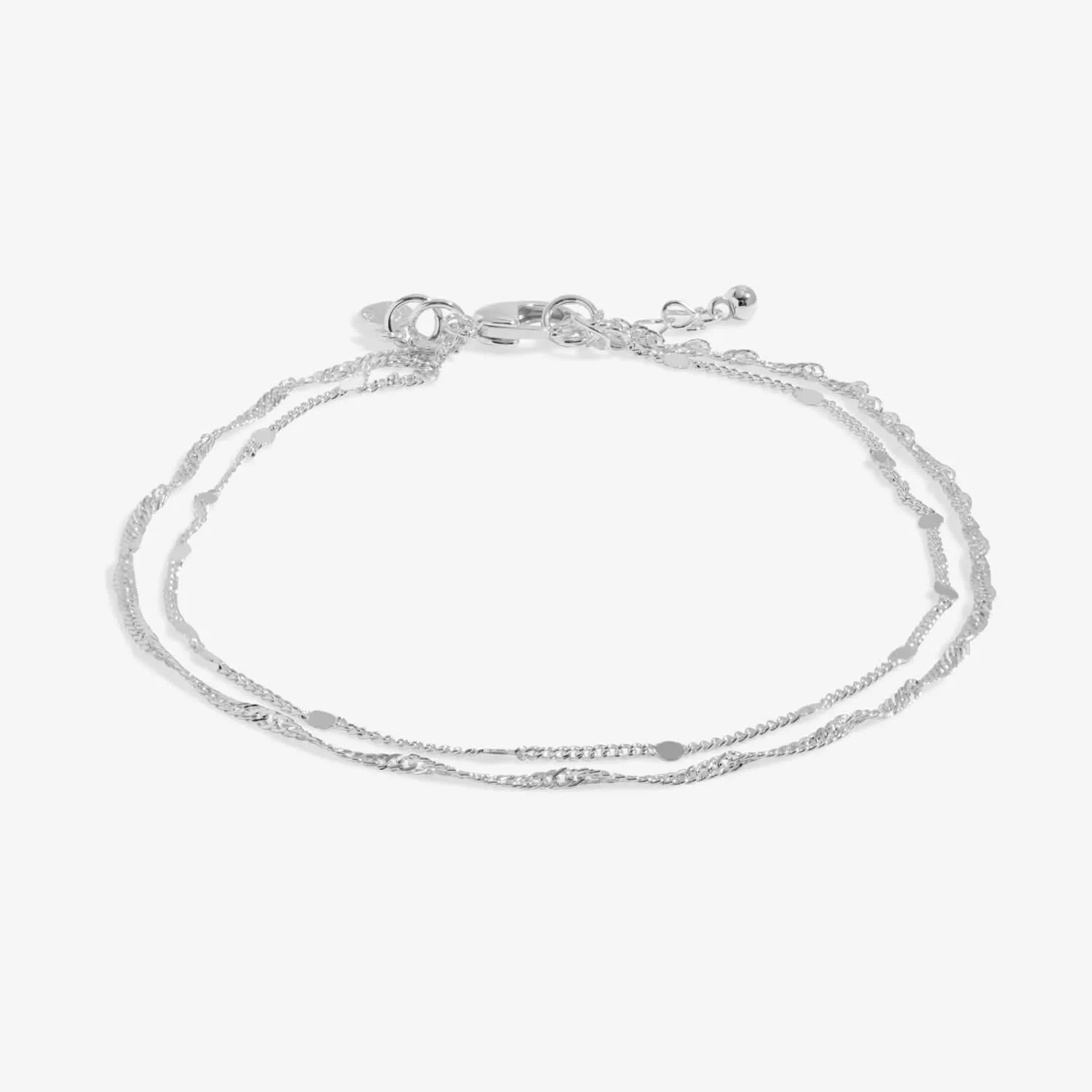 Layered Twist Silver Plated Anklet 8532