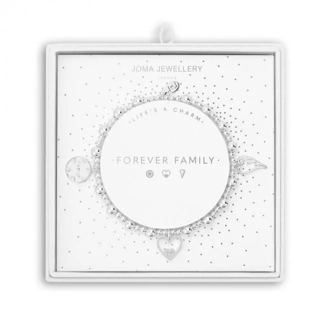 Life's A Charm Forever Family Silver Charm 17.5cm Stretch Bracelet 5312