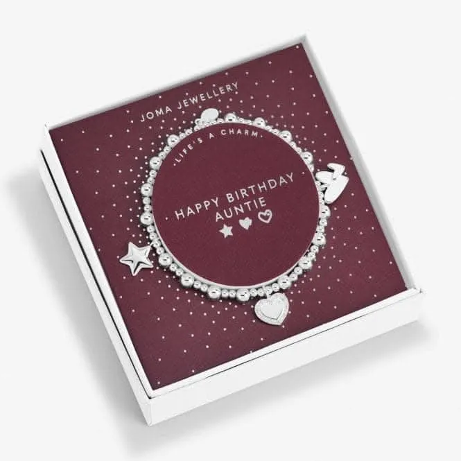 Life's A Charm Happy Birthday Auntie Silver Charm 17.5cm Bracelet 6168