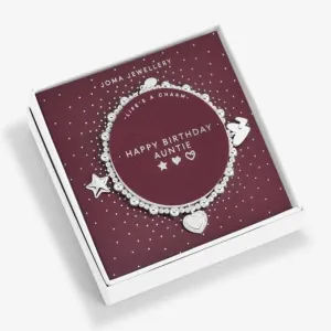 Life's A Charm Happy Birthday Auntie Silver Charm 17.5cm Bracelet 6168