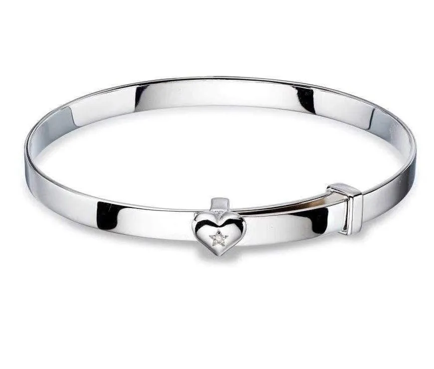Little Star Gisele Sterling Silver Diamond Baby Bangle