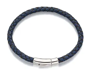 Little Star Reed Sterling Silver Mens Navy Leather Bracelet