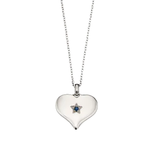 Little Star Sterling Silver and Blue Topaz Heart Necklace