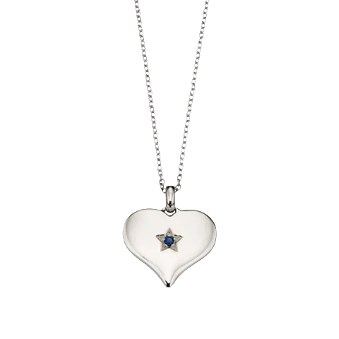 Little Star Sterling Silver and Blue Topaz Heart Necklace