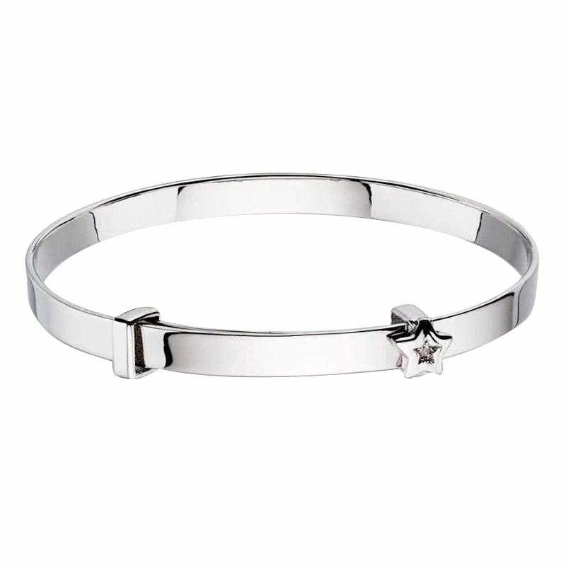 Little Star Inez Sterling Silver Diamond Baby Bangle