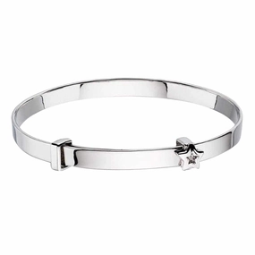 Little Star Inez Sterling Silver Diamond Baby Bangle