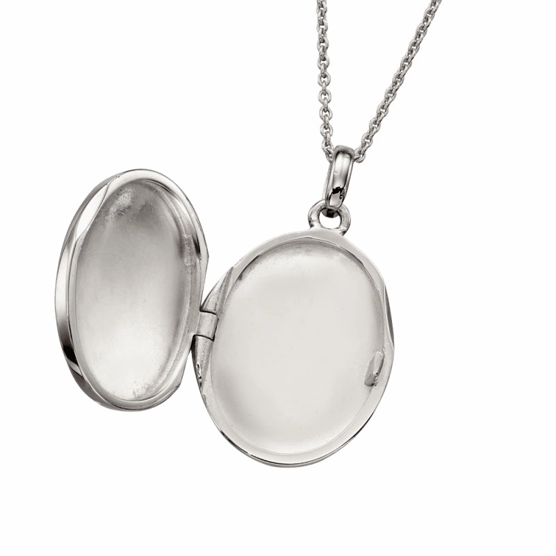 Little Star Sterling Silver Fiadh Large Oval Adult Locket Necklace
