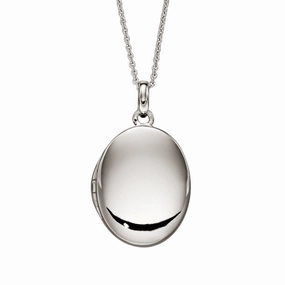 Little Star Sterling Silver Fiadh Large Oval Adult Locket Necklace