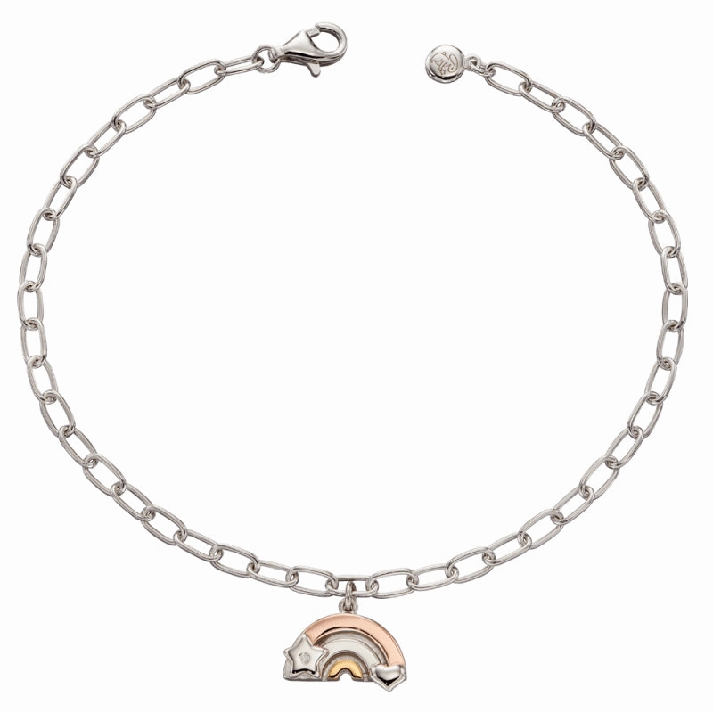 Little Star Sterling Silver Gold Plated Diamond Aurora Rainbow Childs Bracelet D