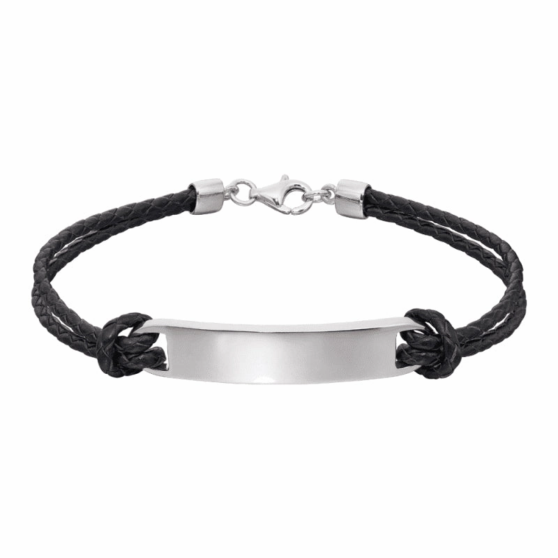 Little Star Sterling Silver Leather Reece Boys Childs ID Tag Bracelet D