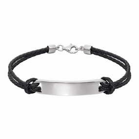 Little Star Sterling Silver Leather Reece Boys Childs ID Tag Bracelet D