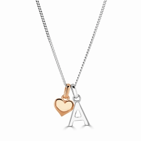 Little Star Sterling Silver Rose Gold Plated Heart Alphabet Letter Customisable Pendant