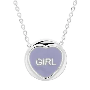 Love Hearts Sterling Silver Lilac Enamel "Girl" Necklace