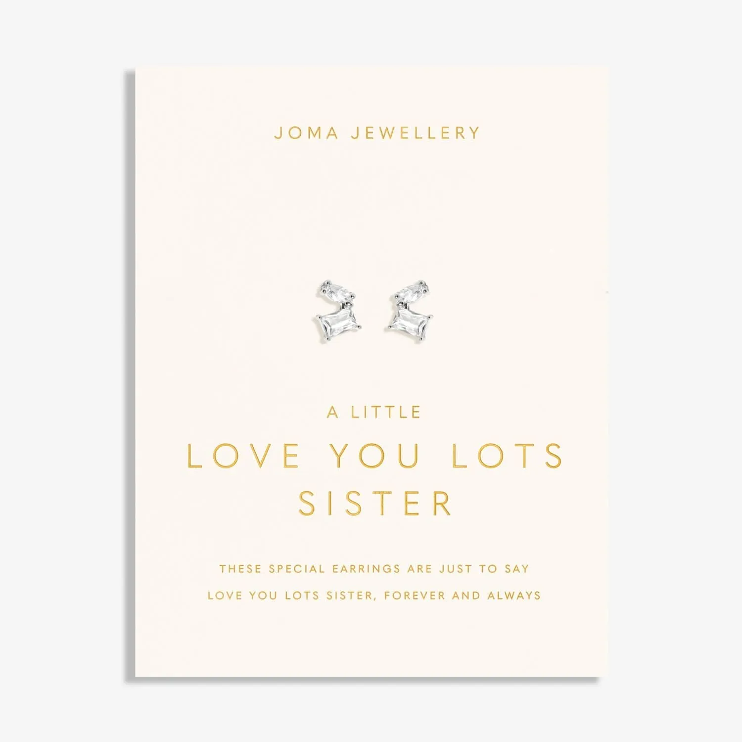 Love You Lots Love You Sister Silver Plated Earrings 8092