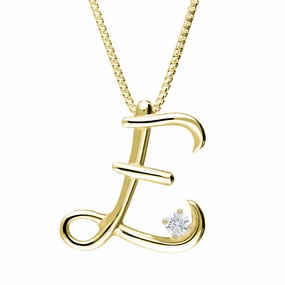 Love Letters 18ct Yellow Gold 0.10ct Diamond Initial E Necklace