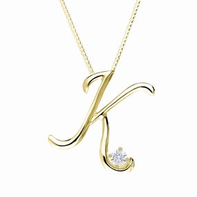 Love Letters 18ct Yellow Gold 0.10ct Diamond Initial K Necklace