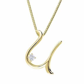 Love Letters 18ct Yellow Gold 0.10ct Diamond Initial U Necklace