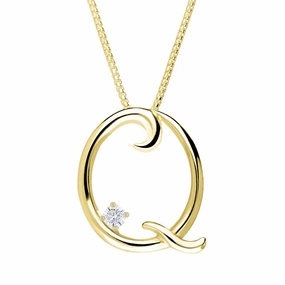Love Letters 9ct Yellow Gold 0.10ct Diamond Initial Q Necklace