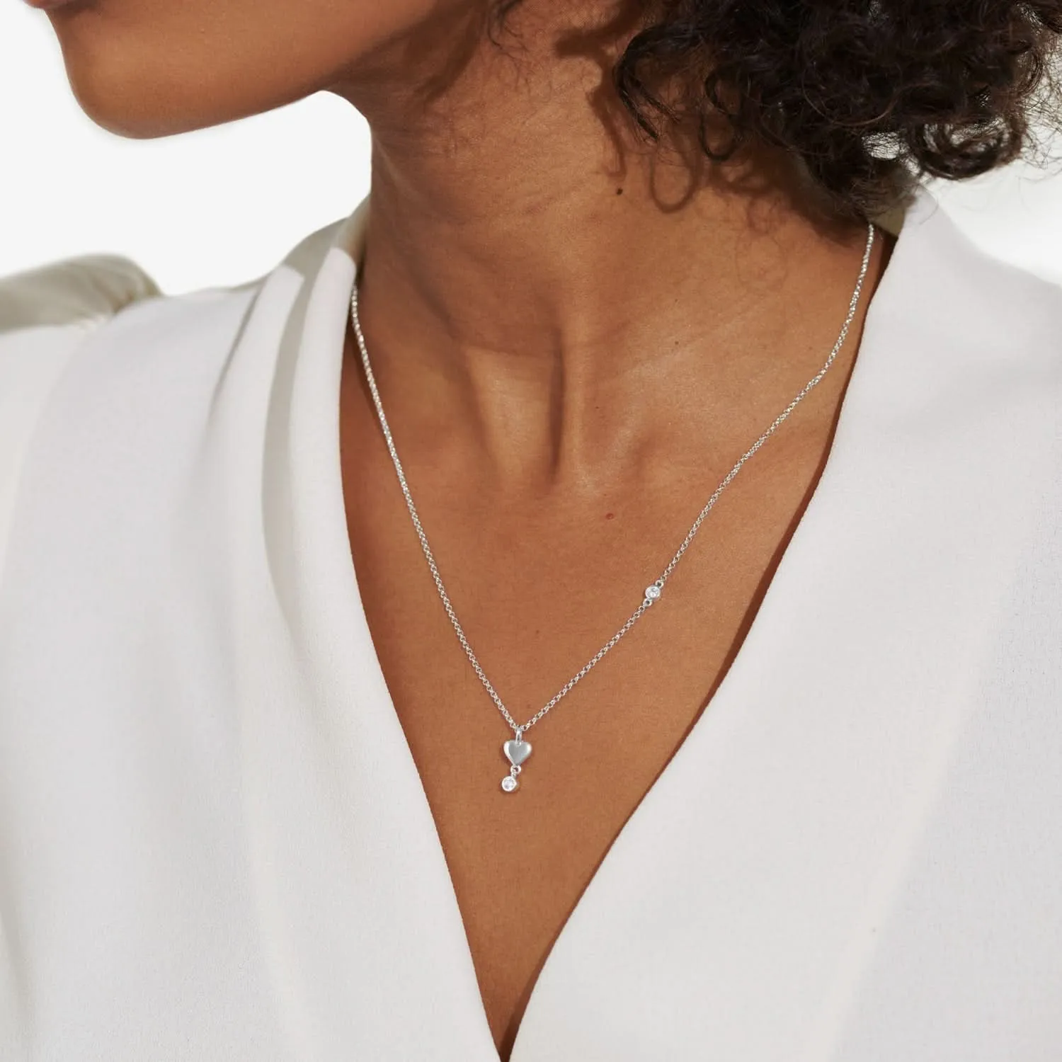 Lumia Drop Heart Silver Plated Necklace 8639
