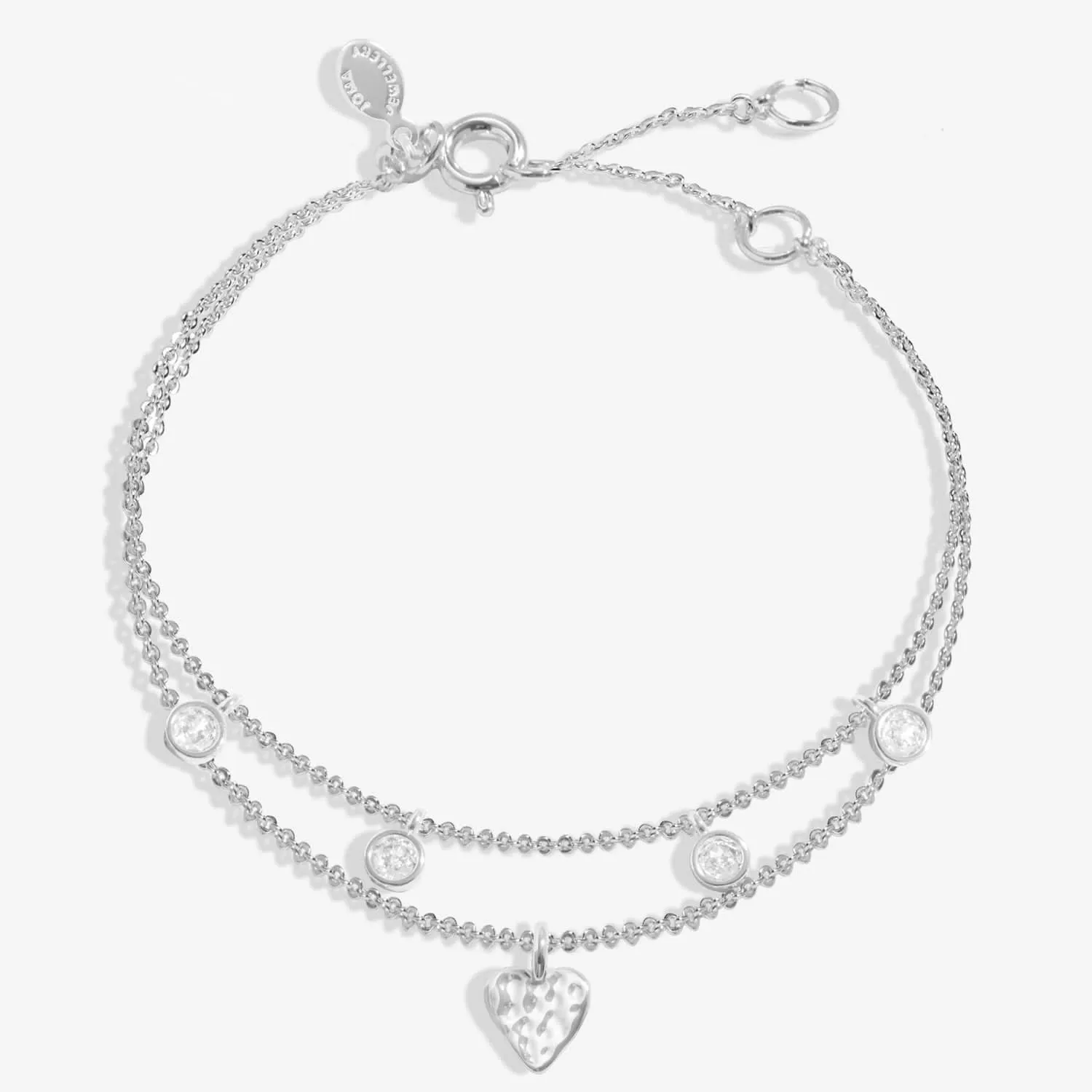 Lumia Hammered Heart Silver Plated Extender Bracelet 8644