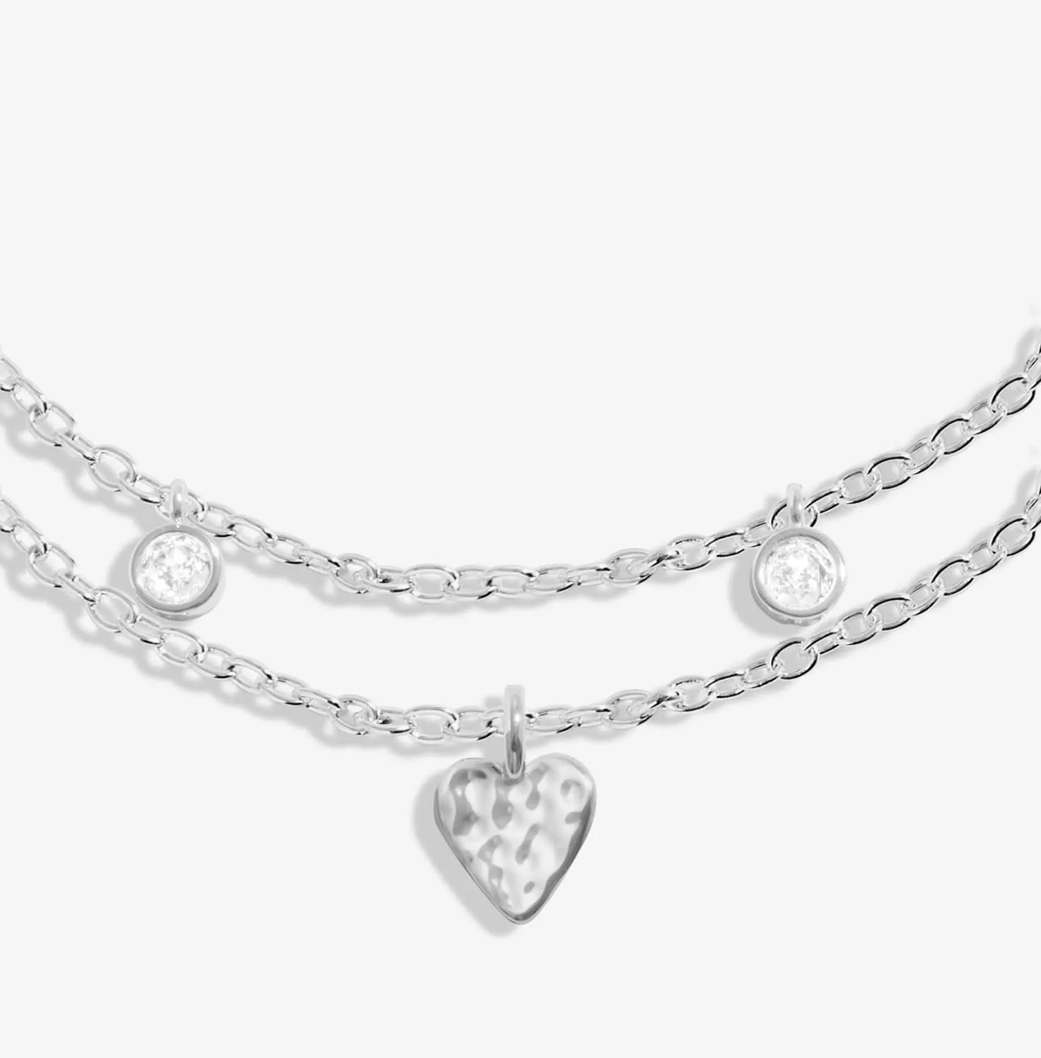 Lumia Hammered Heart Silver Plated Extender Bracelet 8644
