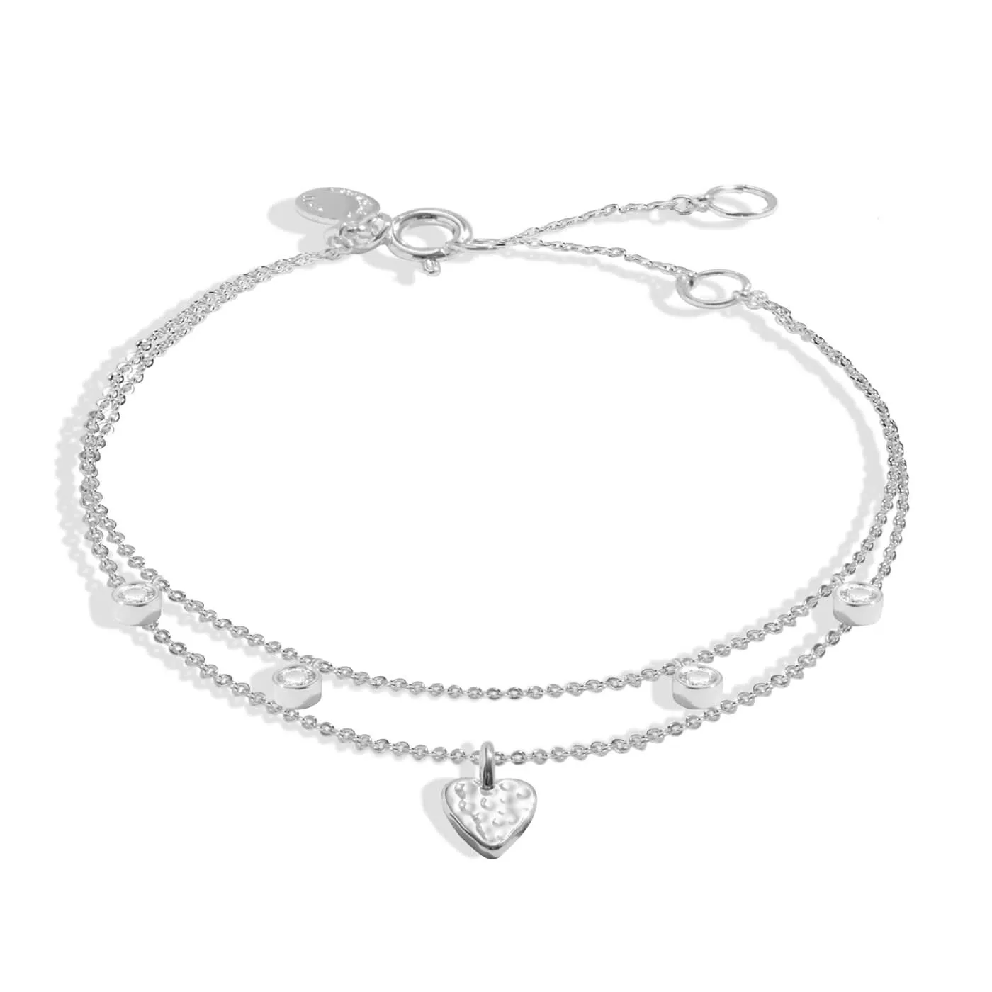 Lumia Hammered Heart Silver Plated Extender Bracelet 8644