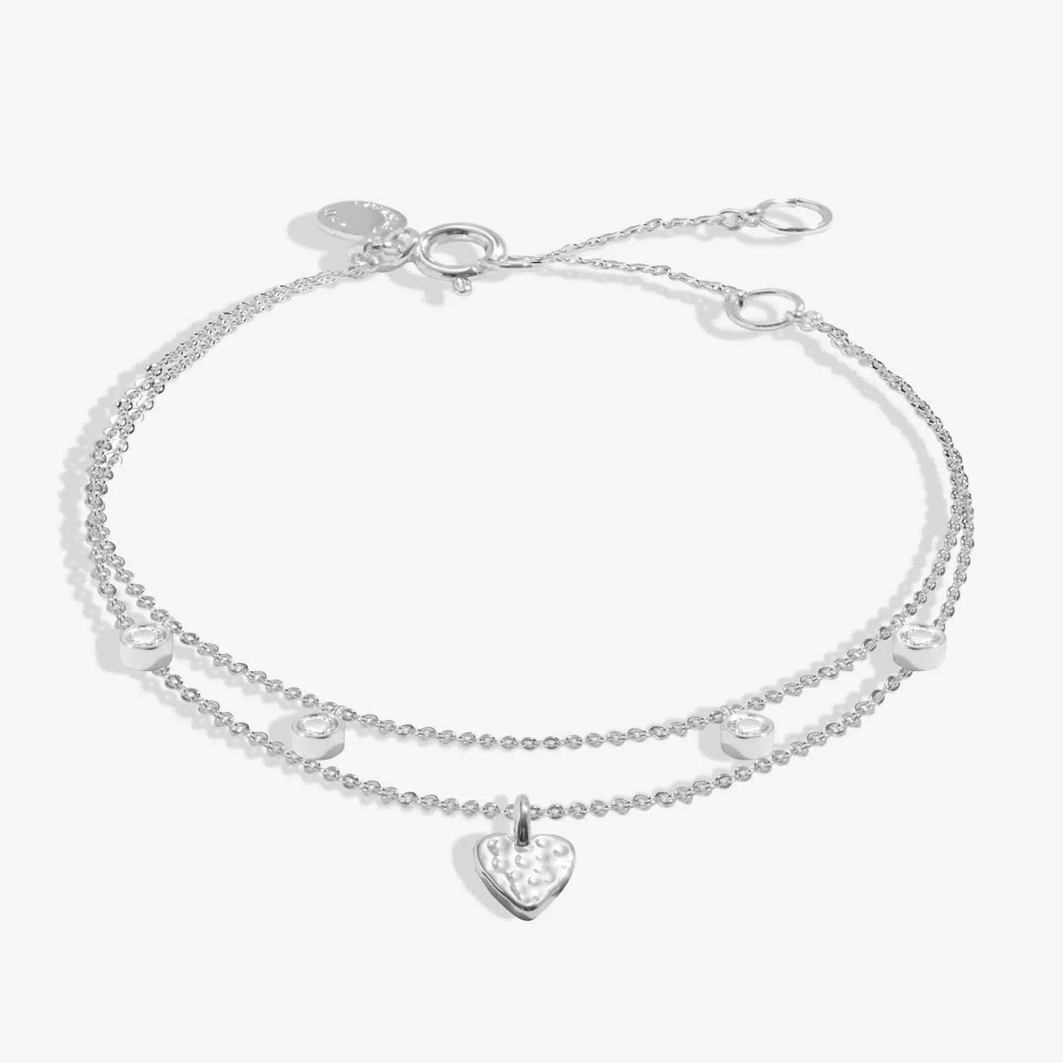 Lumia Hammered Heart Silver Plated Extender Bracelet 8644