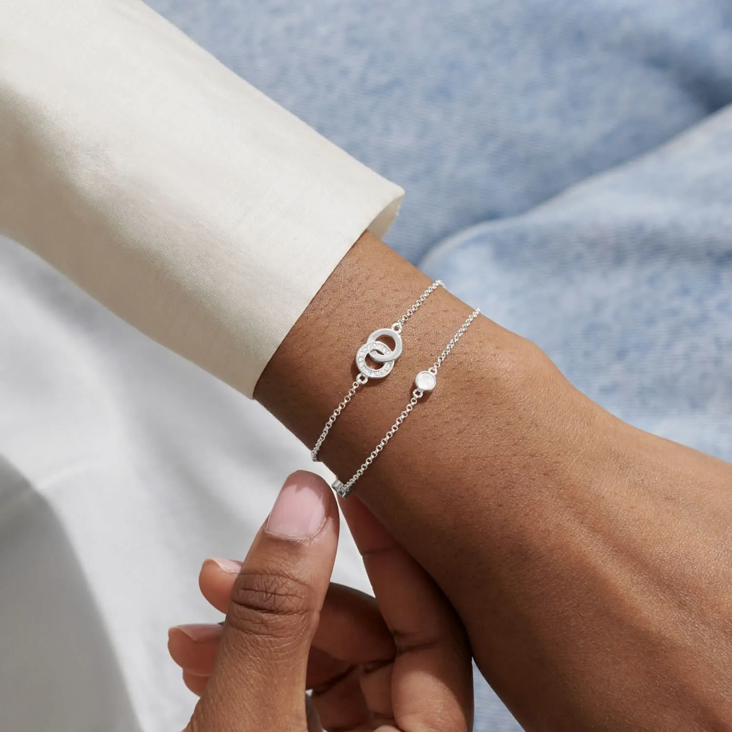 Lumia Linked Circles Silver Plated Extender Bracelet 8646
