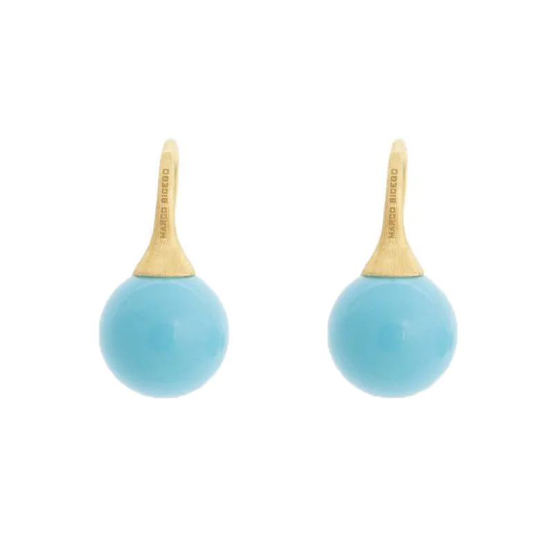 Marco Bicego Africa 18ct Yellow Gold Turquoise Small French Wire Earrings