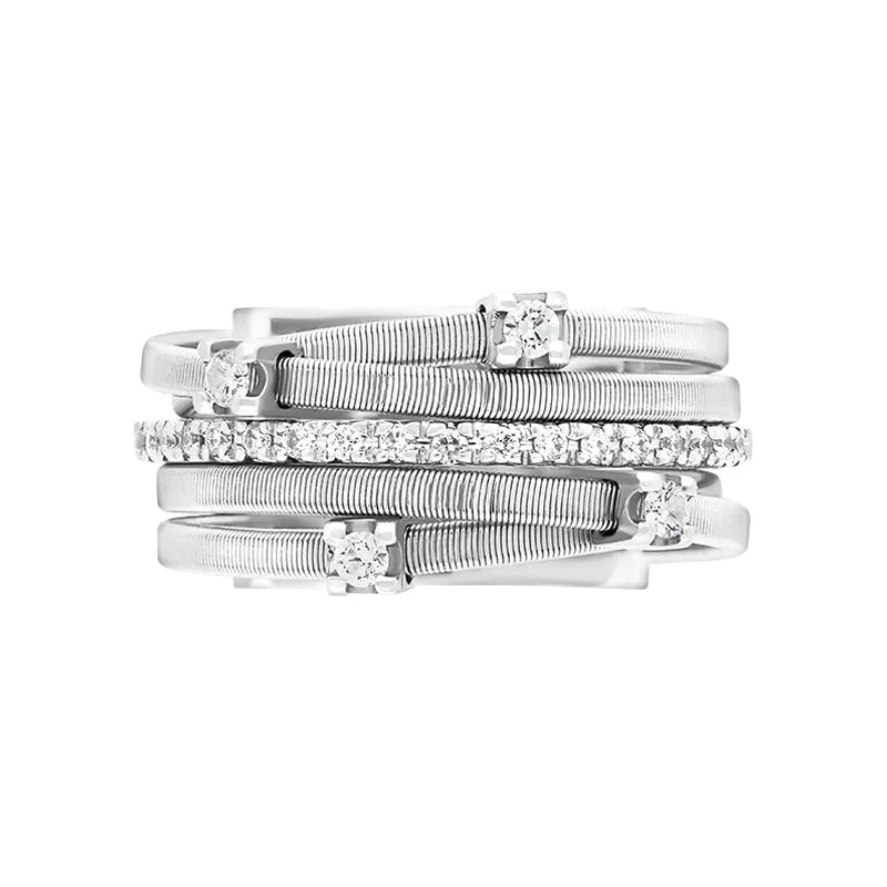 Marco Bicego Goa 18ct White Gold 0.25ct Diamond Crossover Ring