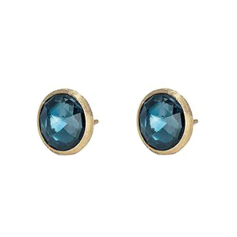 Marco Bicego Jaipur 18ct Yellow Gold London Blue Topaz Stud Earrings