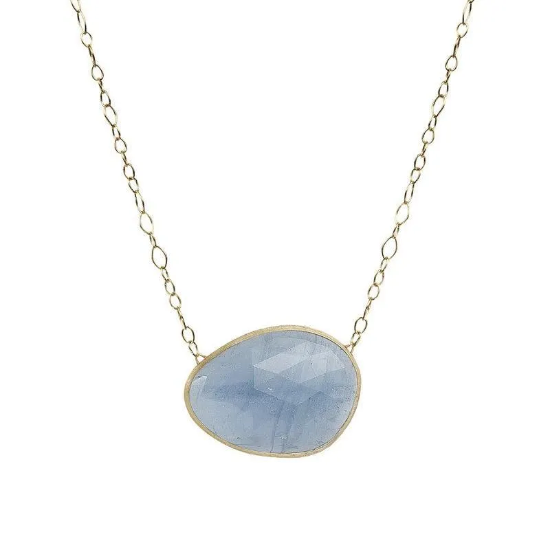 Marco Bicego Lunaria 18ct Gold Aquamarine Oval Shaped Necklace D