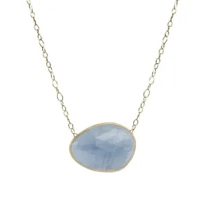 Marco Bicego Lunaria 18ct Gold Aquamarine Oval Shaped Necklace D